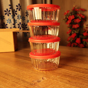 Glass Bowl Set with Lid 4Pcs K-519  | Kiam Glass Ware